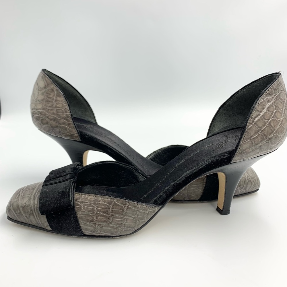 Giuseppe Zanotti Green Croc Leather & Velvet Pumps - Picture 4 of 16